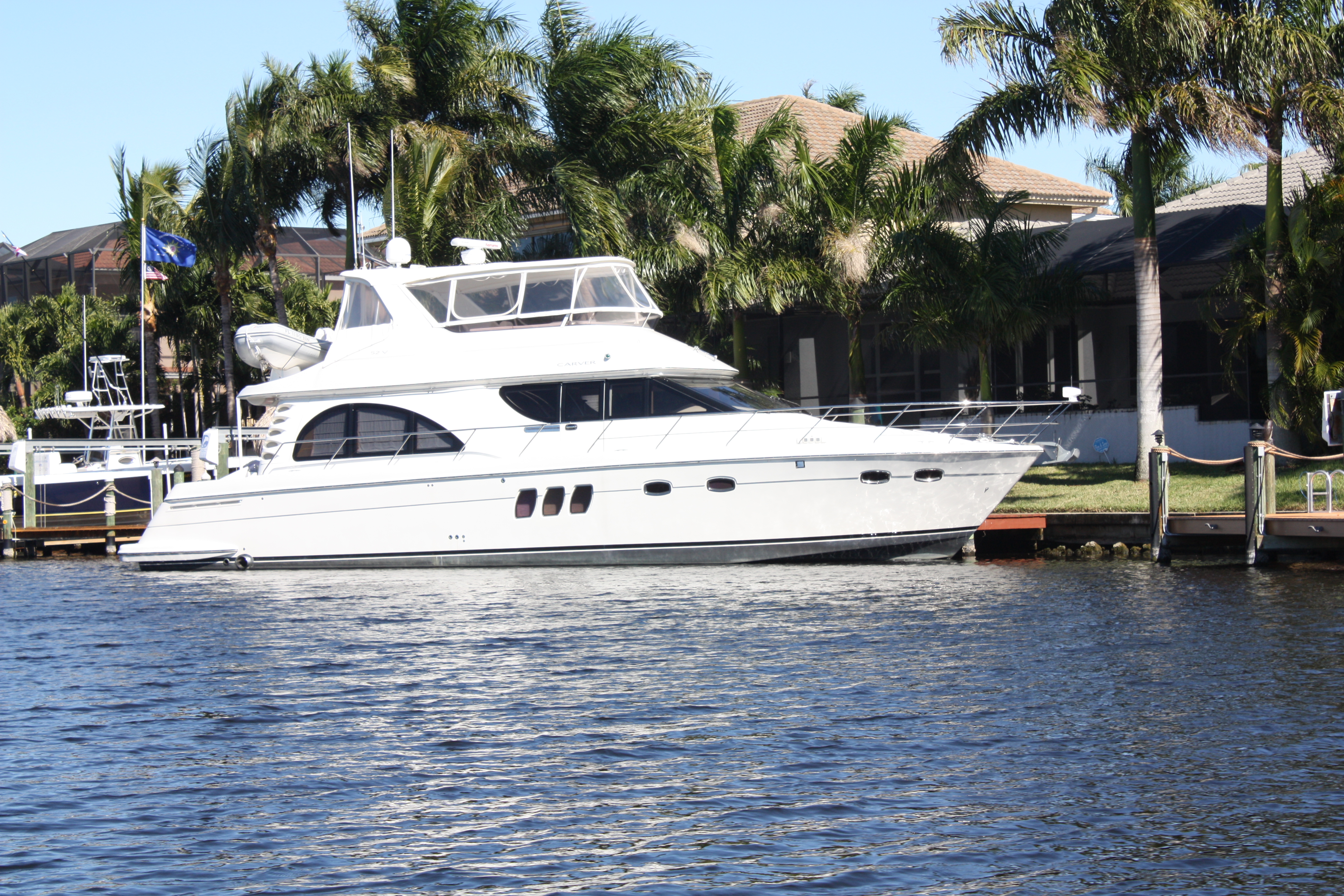 yacht moored on Cape Coral Canal
