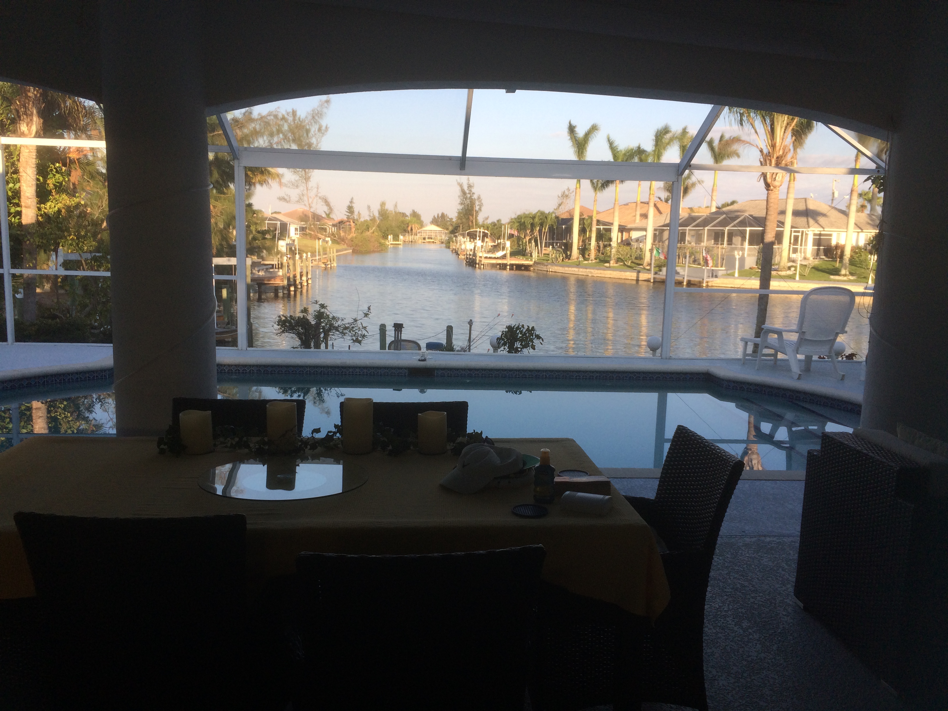 view from lanai of waterfront villa in C