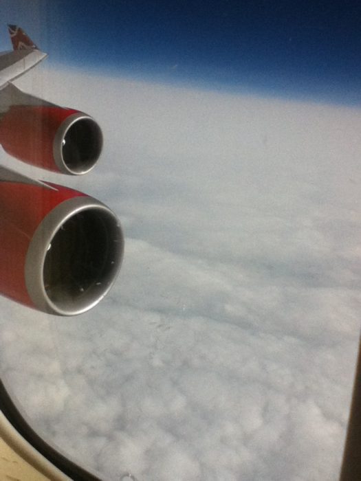 partial view of engines above the clouds